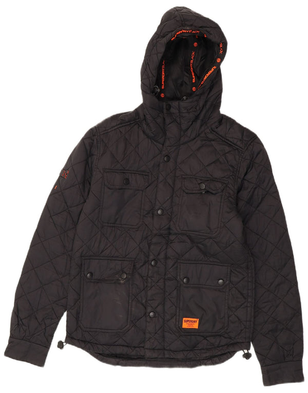 SUPERDRY Chaqueta acolchada con capucha para hombre UK 36 Small Black Nylon