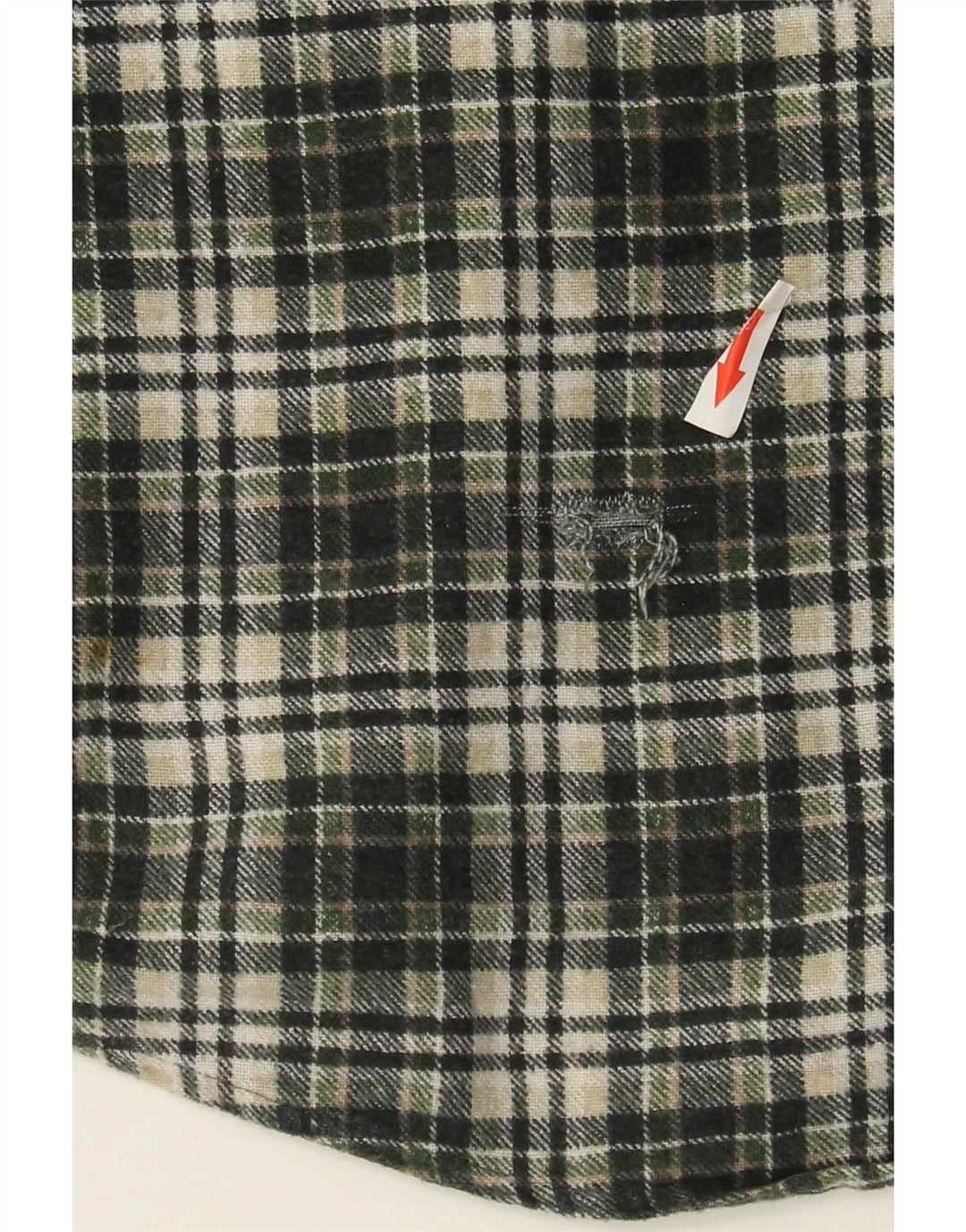 Vintage hombres franela camisa grande verde cheque algodón