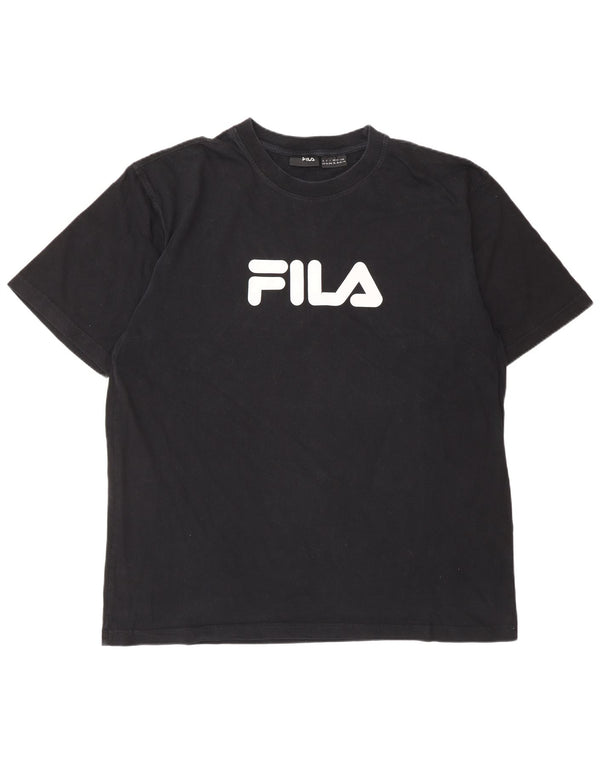 FILA Camiseta gráfica para hombre Top XL Algodón negro