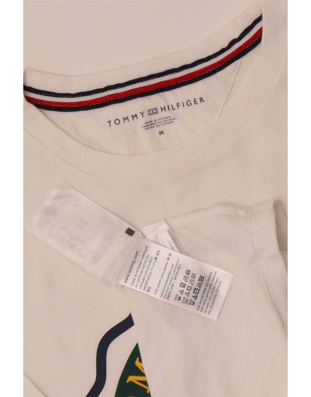 Tommy Hilfiger Camiseta gráfica para hombre Top Medium White Cotton