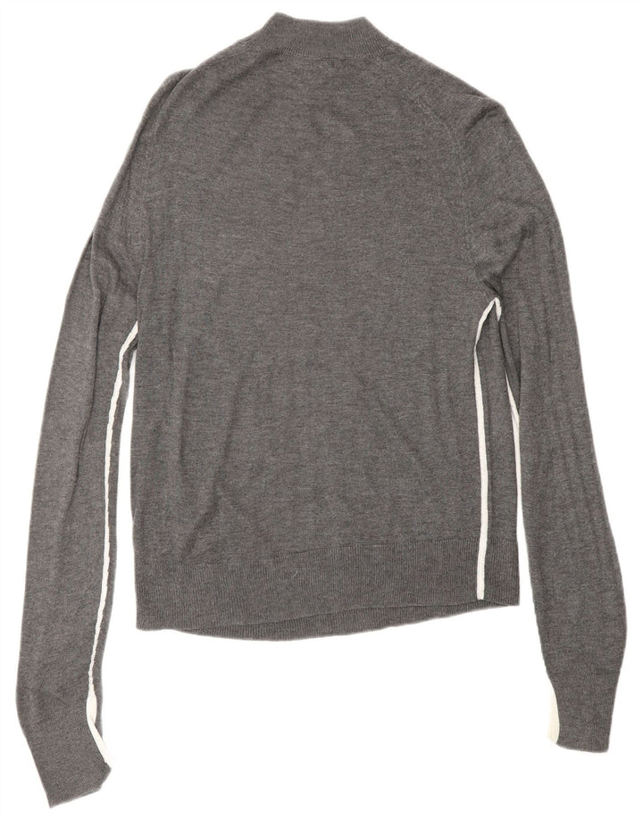 ZARA Jersey con cuello alto para mujer, talla 40, viscosa gris medio