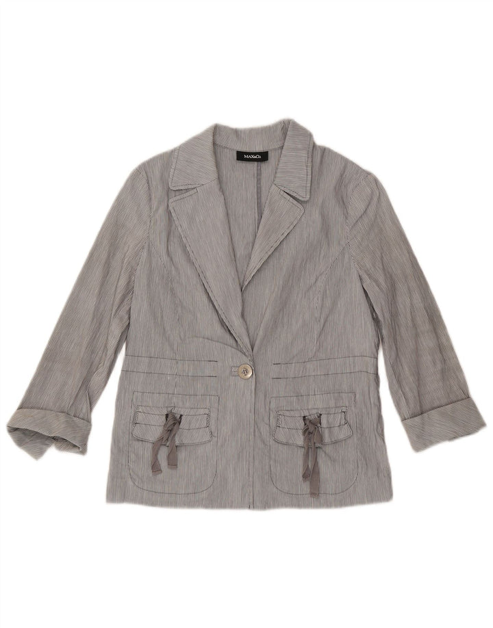 Max & Co. Chaqueta tipo blazer de manga 3/4 para mujer UK 8 Small Blue Pinstripe