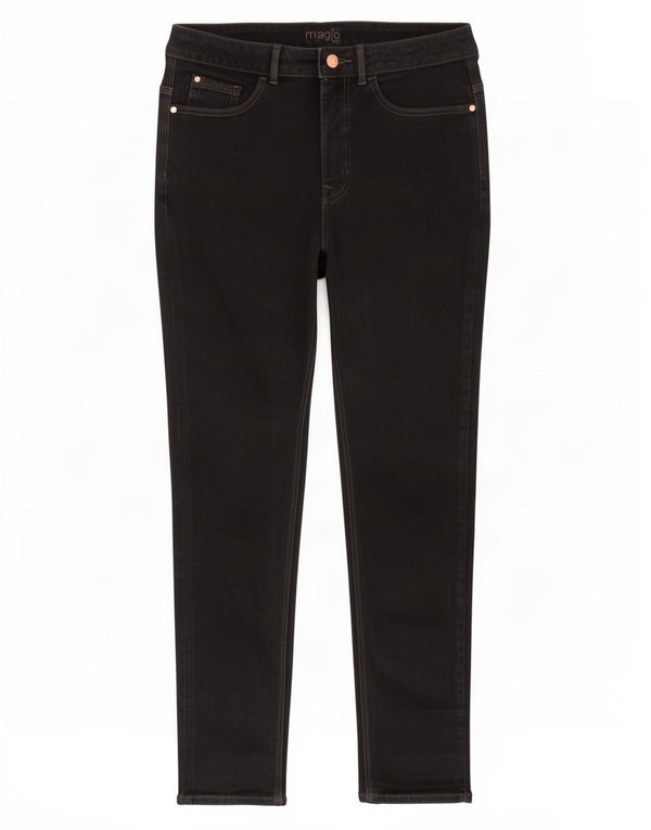 Marks & Spencer Vaqueros Magic Slim para Mujer UK 12 Medium W28 L28 Algodón Negro