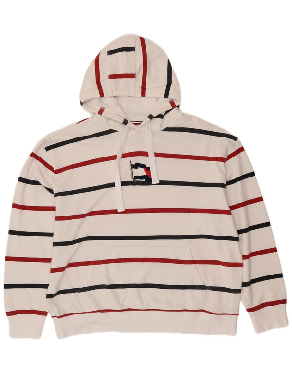 TOMMY HILFIGER Jersey con capucha para hombre 2XL Algodón a rayas blanco