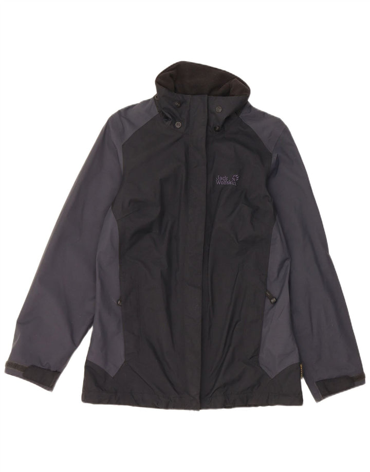 Jack Wolfskin Chaqueta impermeable para mujer UK 8 Small Black Colourblock