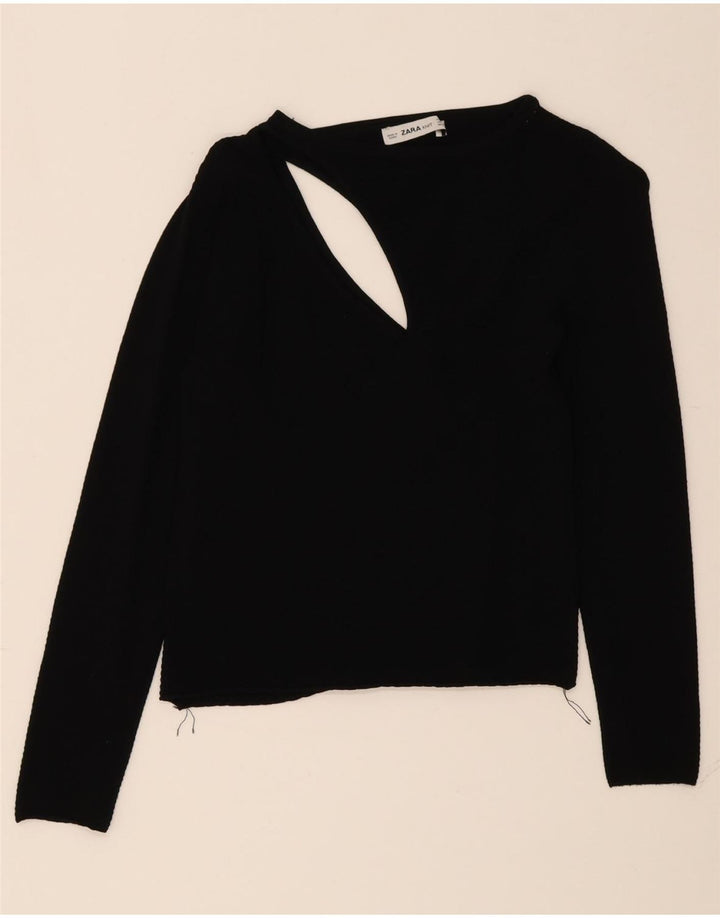 ZARA Womens Boat Neck Jumper Sweater UK 8 Small Black Vintage Zara and Second-Hand Zara from Messina Hembry 