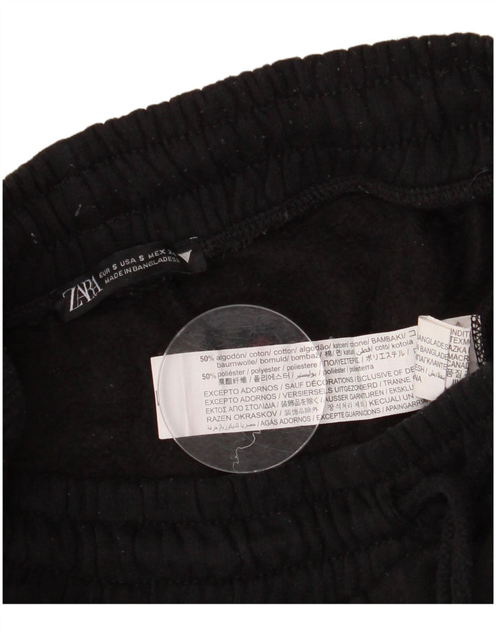 Zara Mujer Pantalones De Chándal Joggers UK 10 Small Negro Algodón