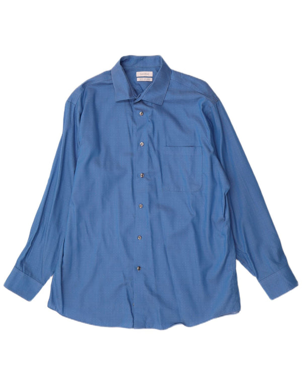 Calvin Klein Camisa de corte regular para hombre Talla 16 1/2 Grande Algodón con manchas azules