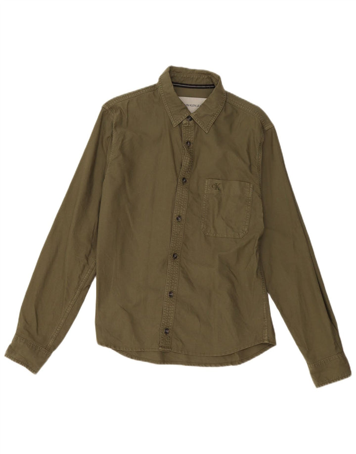 Camisa Calvin Klein Jeans Hombre Slim Fit Algodón Verde Medio