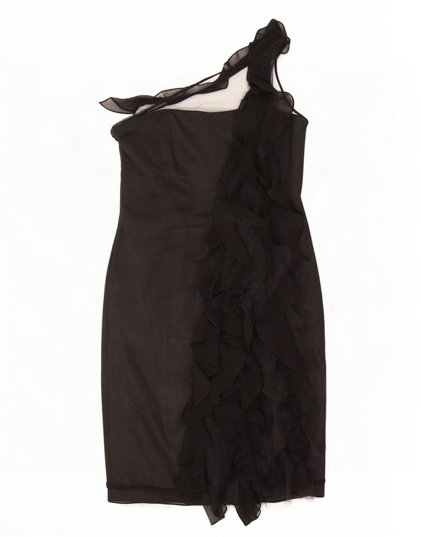 Karen Millen Vestido de un Hombro para Mujer UK 42 Mediano Seda Negra