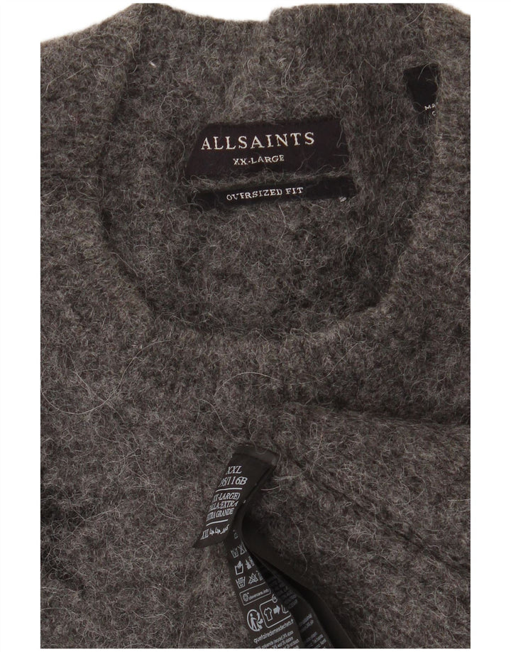 ALL SAINTS Suéter tipo jersey con cuello redondo para mujer UK 20 2XL Gris Geométrico