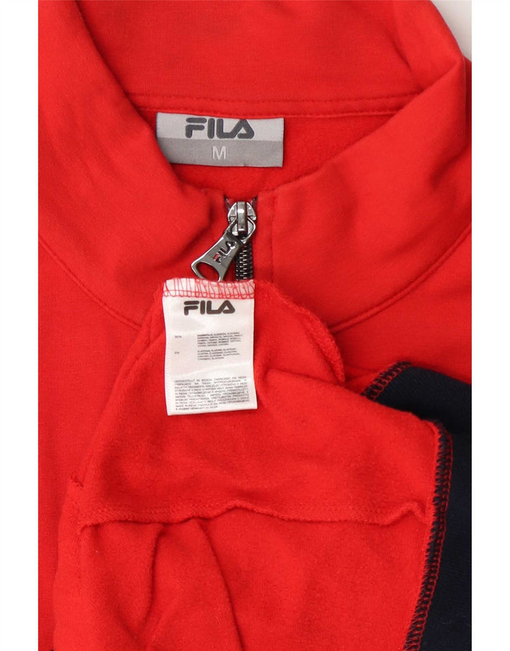 Fila Hombre Chándal Top Chaqueta De Algodón Color Block Rojo Medio