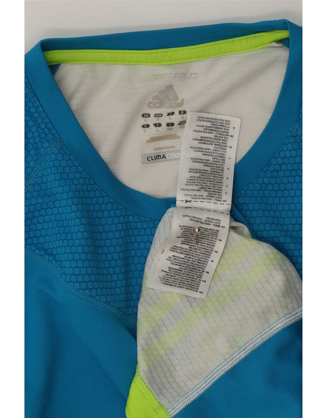 Adidas Hombre Climacool Camiseta Top Grande Azul Colorblock Poliéster