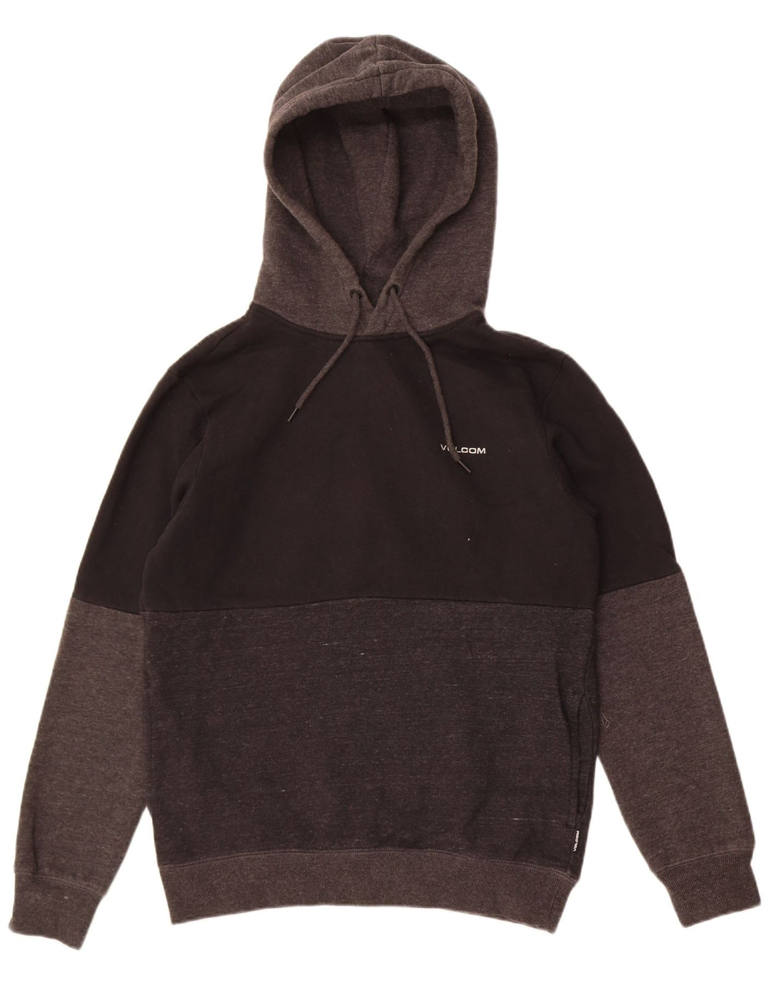Volcom Hombre Sudadera con capucha tipo jersey de algodón color block negro pequeño