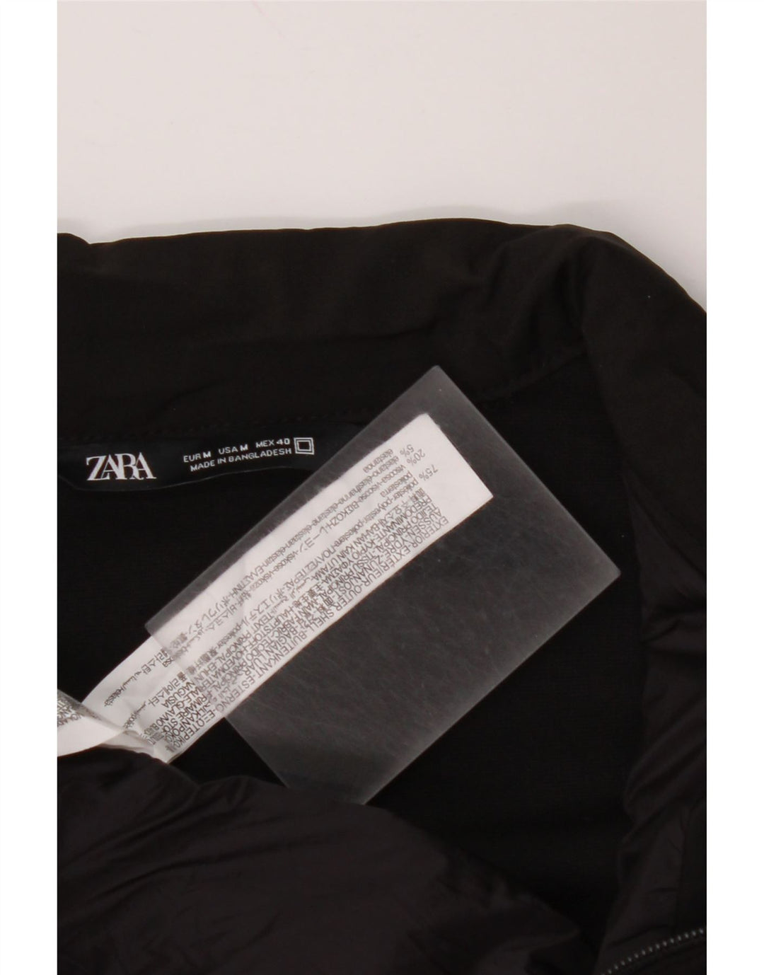 ZARA Hombre Chaqueta Acolchada ES 38 Mediana Negro Poliéster