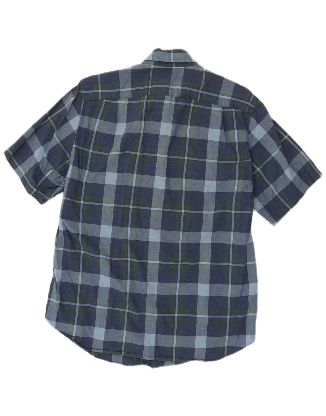 J. CREW Camisa de manga corta para hombre a cuadros azul marino mediano