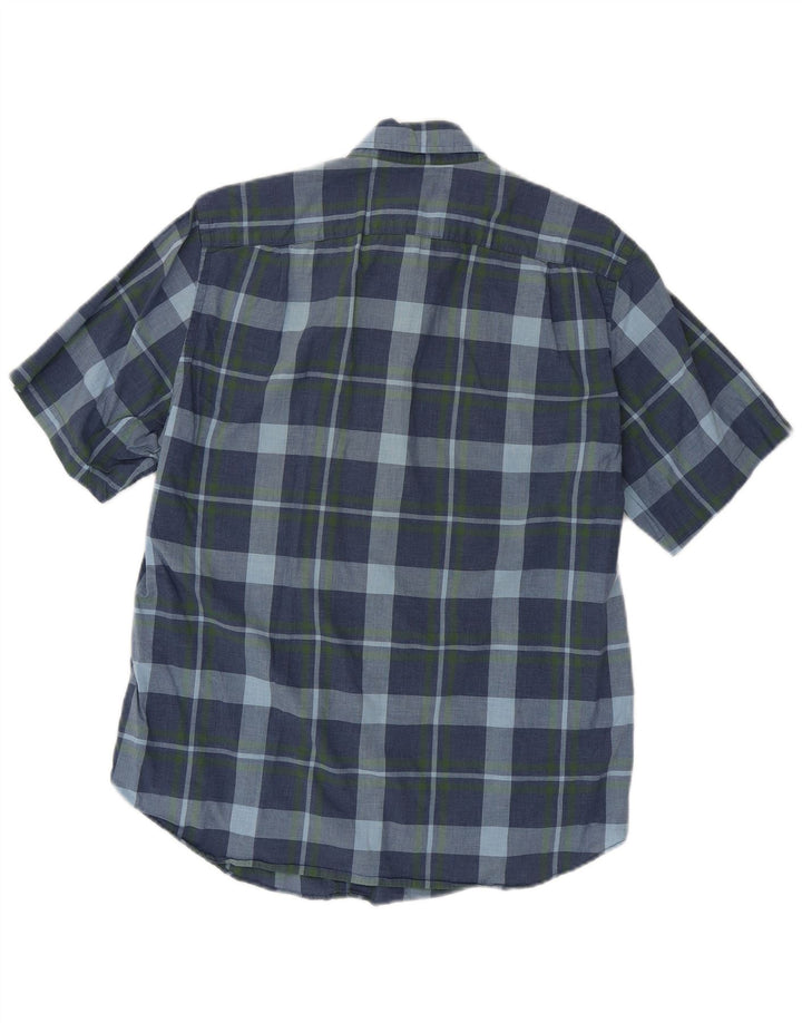 J. CREW Camisa de manga corta para hombre a cuadros azul marino mediano