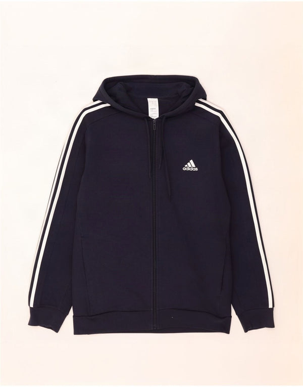 Adidas Mens Zip Hoodie Sweater Medium Navy Blue Cotton