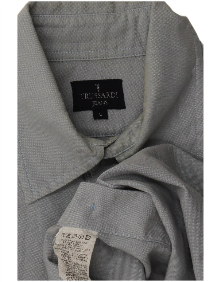 TRUSSARDI JEANS Camisa Hombre Grande Gris Algodón