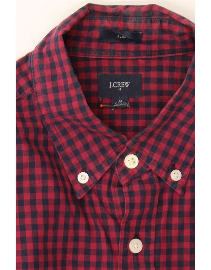 J. CREW Mens Slim Shirt Medium Burgundy Check Vintage J. Crew and Second-Hand J. Crew from Messina Hembry 