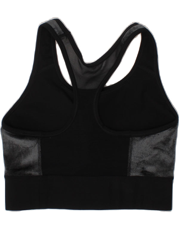 NIKE Womens Sport Bra Top UK 14 Medium Black Colourblock Polyester Sports