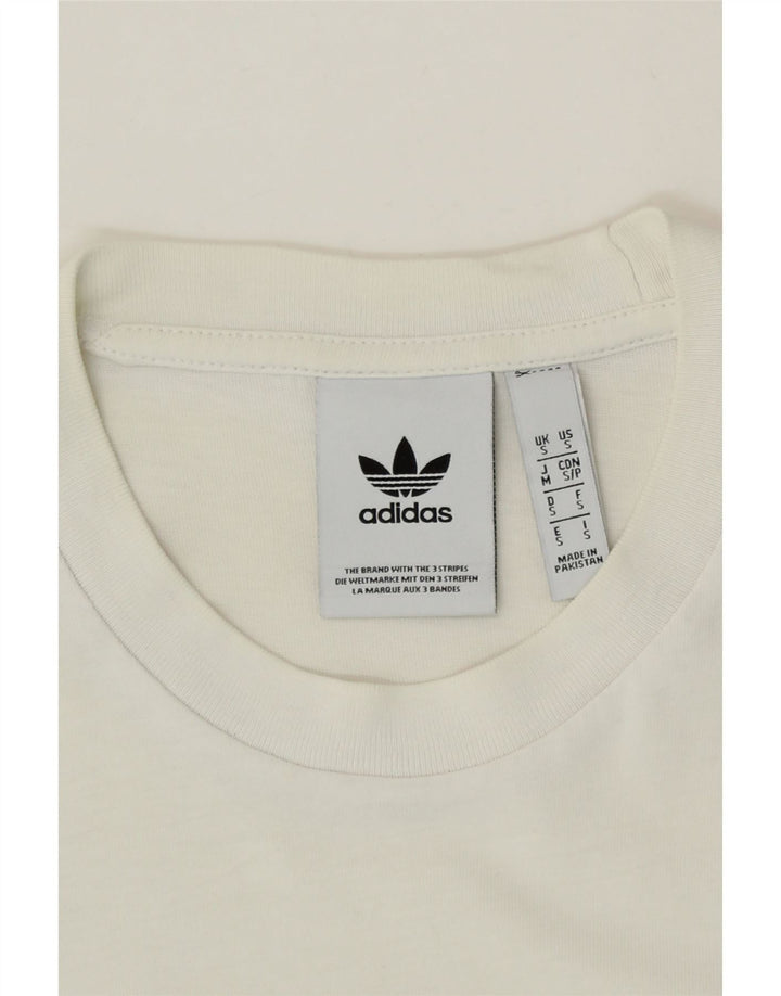 ADIDAS Mens Graphic T-Shirt Top Small White Cotton Vintage Adidas and Second-Hand Adidas from Messina Hembry 
