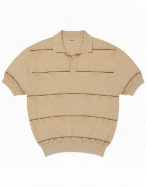 Polo vintage para hombre Poliacrílico a rayas beige medio