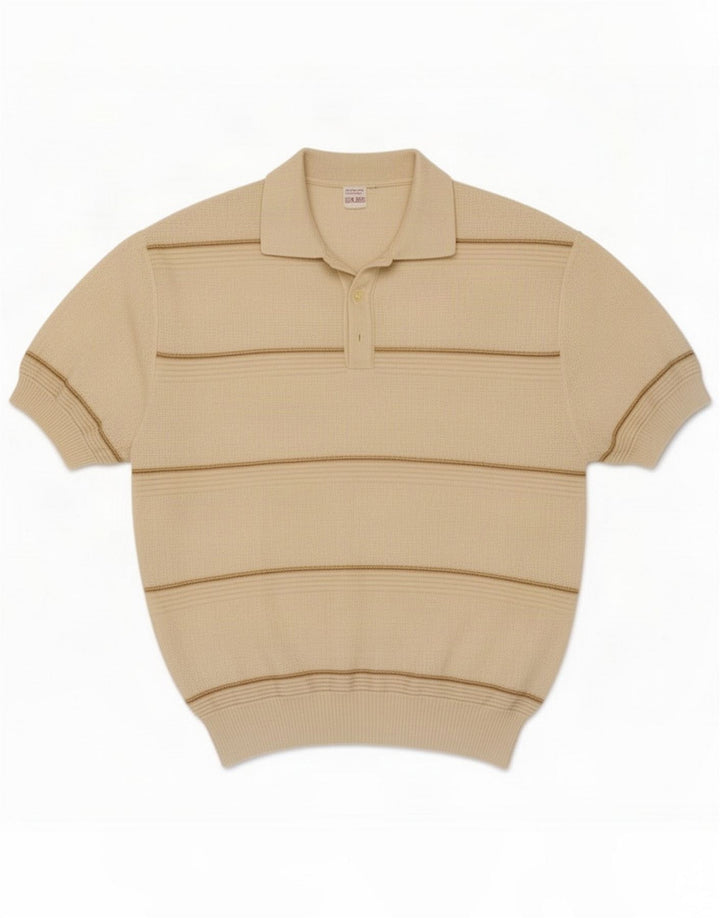 Polo vintage para hombre Poliacrílico a rayas beige medio