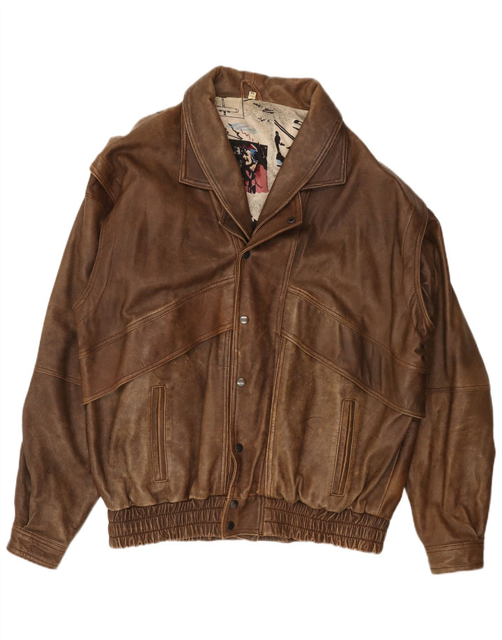 VINTAGE Chaqueta de cuero para hombre EU 52 XL Cuero marrón
