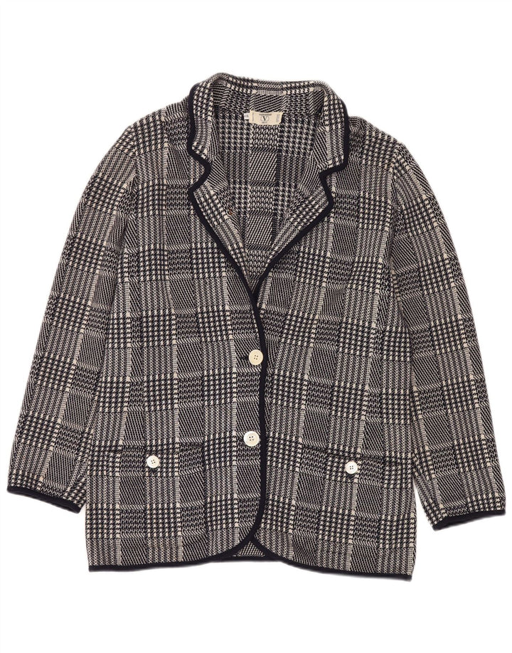 VALENTINO Chaqueta Miss V para Mujer IT 48 XL Pata de Gallo Azul Marino