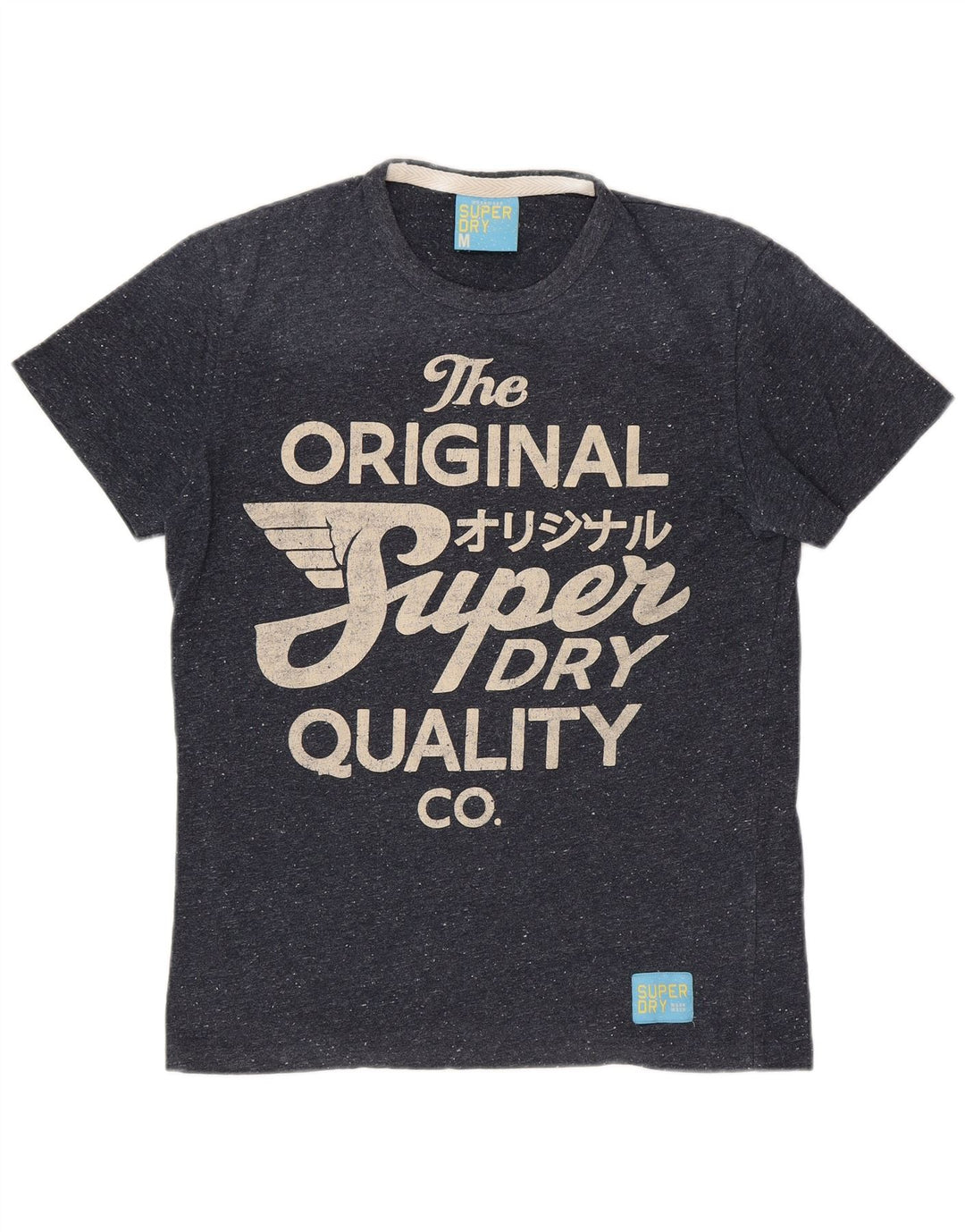 SUPERDRY Camiseta gráfica para hombre Top mediano de algodón moteado en azul marino