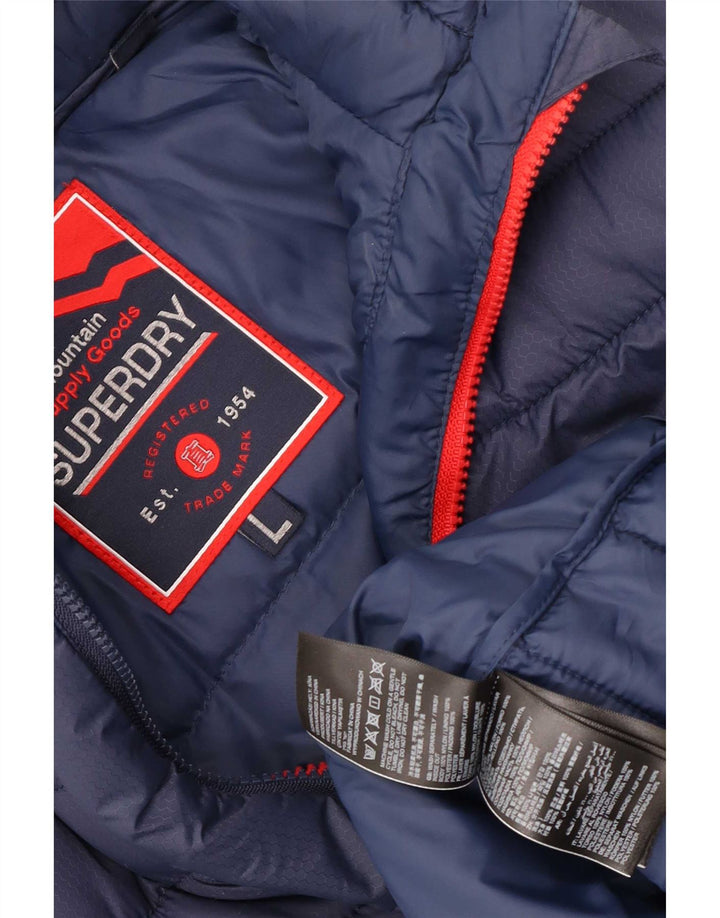 Superdry Chaqueta acolchada con capucha para hombre UK 40 Large Azul marino Poliéster