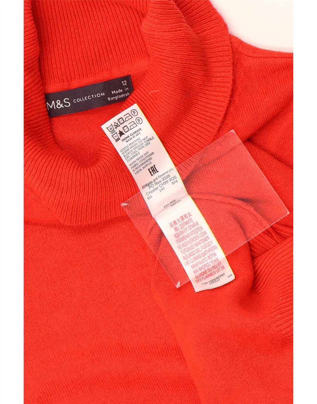 Marks & Spencer - Jersey con cuello vuelto para mujer, talla 40, acrílico rojo mediano