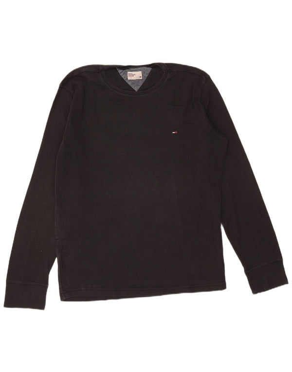 Tommy Hilfiger Camiseta para hombre de manga larga de algodón negro grande