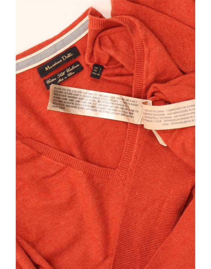 Massimo Dutti Jersey Con Cuello En V Hombre Large Rojo Algodón
