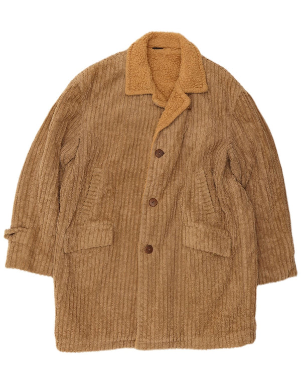 Vintage hombres Sherpa pana abrigo IT 54 2XL Beige