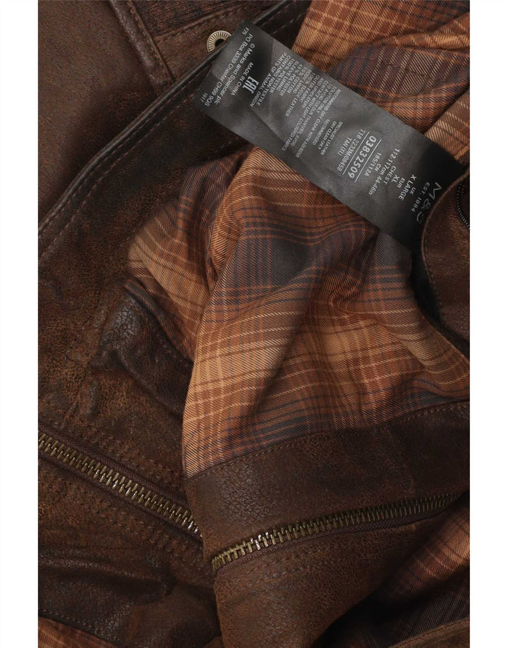 Marks & Spencer Chaqueta de cuero para hombre UK 42 XL Cuero marrón