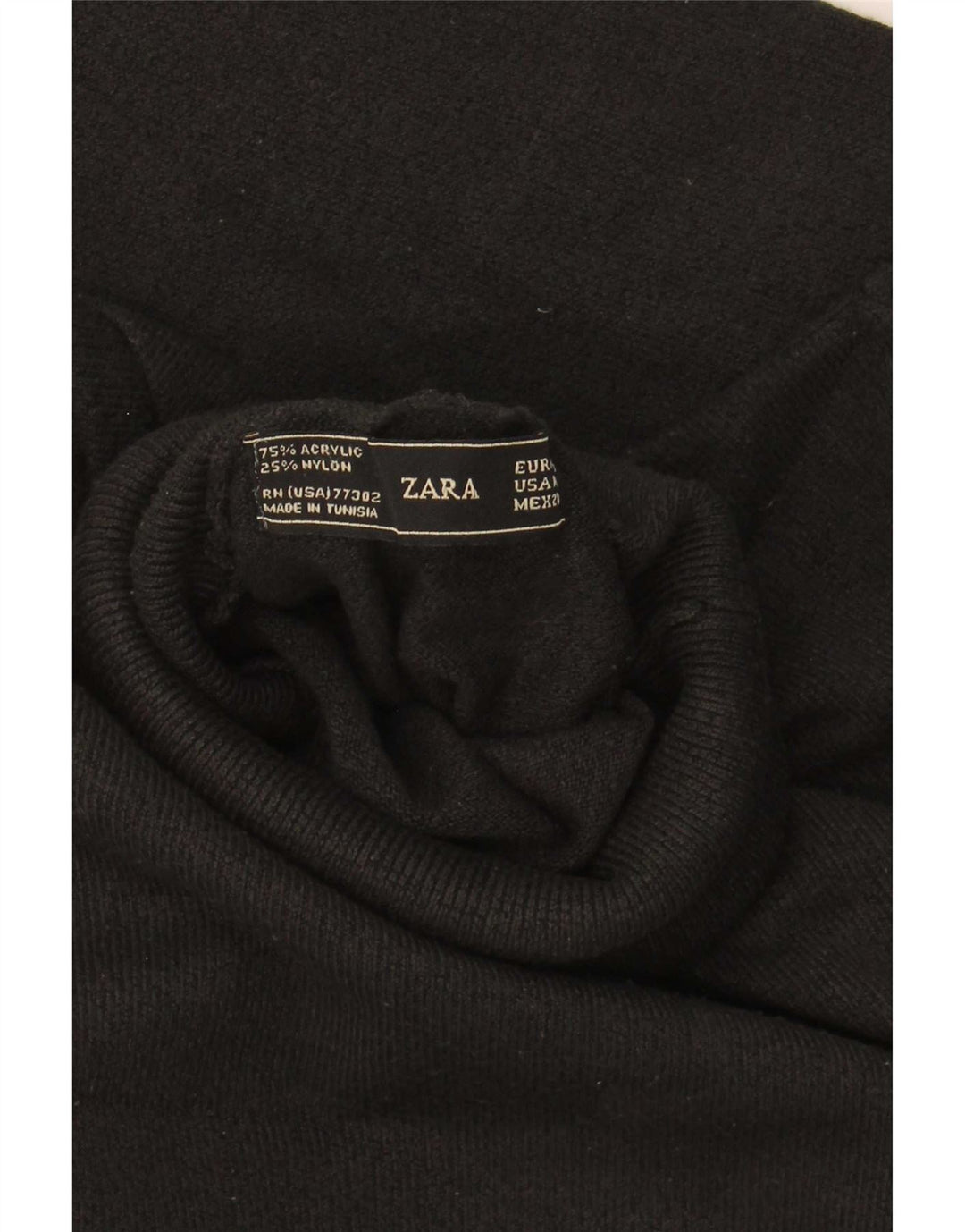 Zara Mujer Roll Neck Jumper Sweater UK 12 Medium Negro Acrílico