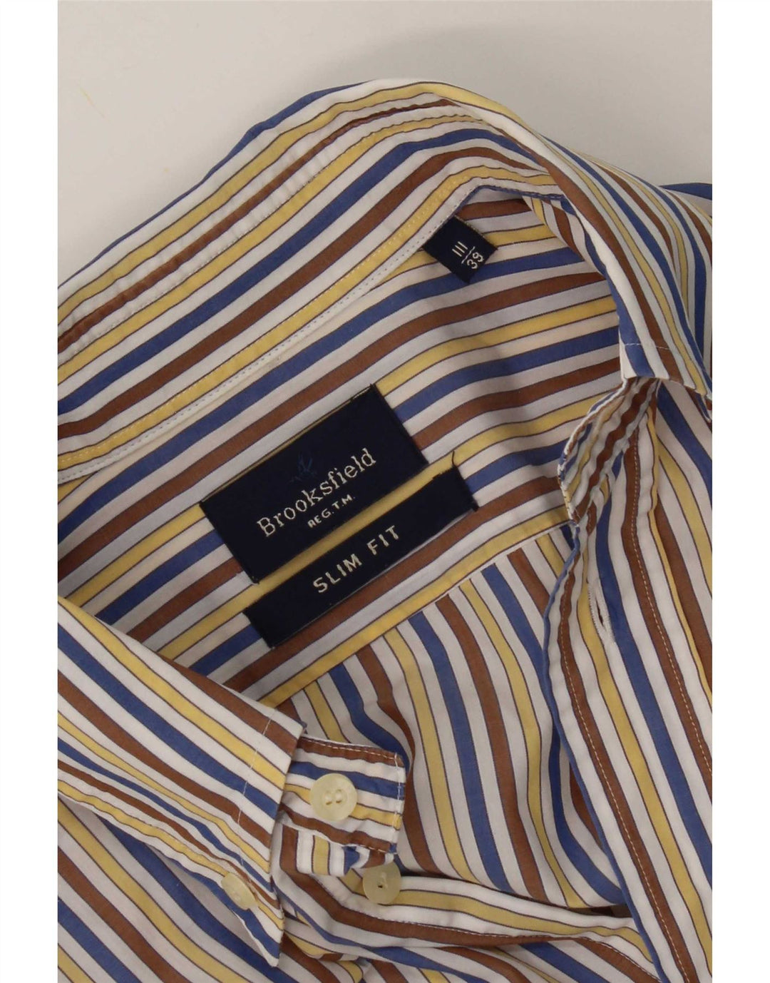 Brooksfield - Camisa ajustada para hombre, talla 39, mediana, multicolor, a rayas