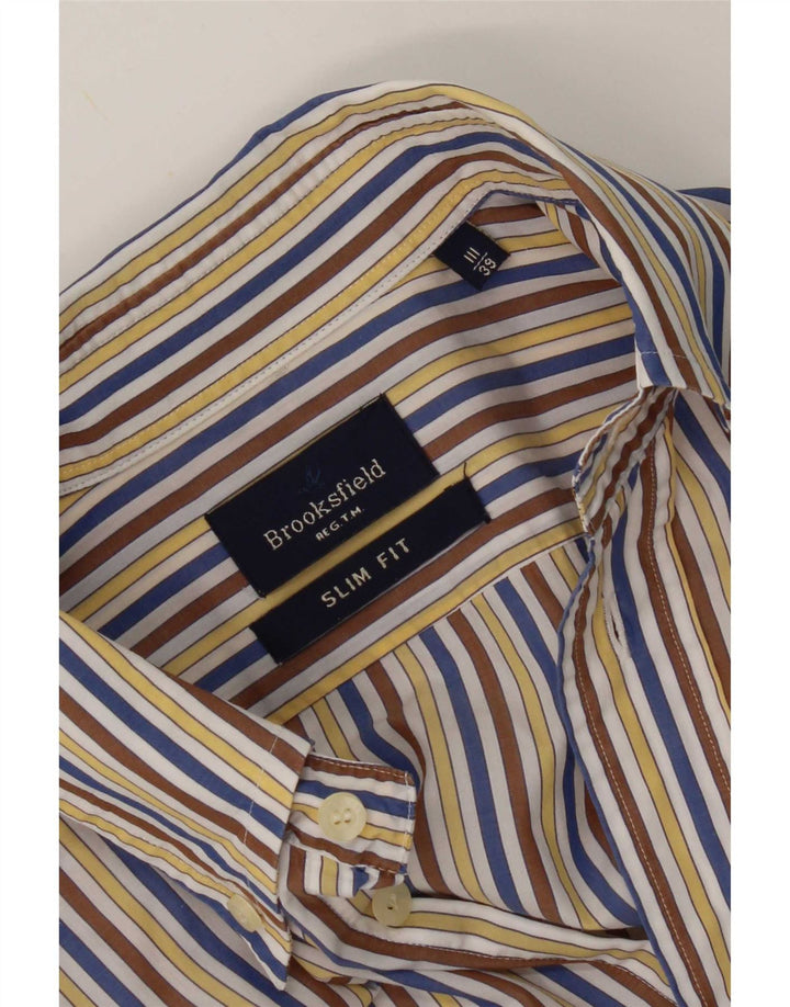 Brooksfield - Camisa ajustada para hombre, talla 39, mediana, multicolor, a rayas
