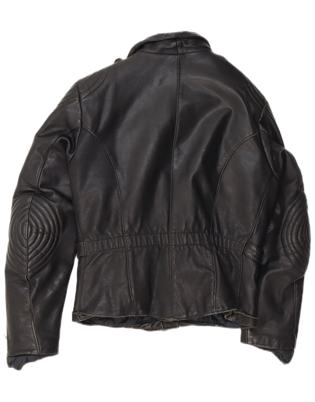 Vintage mujer cuero biker chaqueta IT 44 cuero negro medio