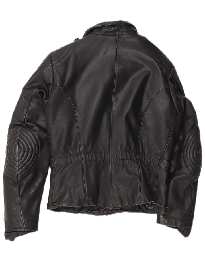 Vintage mujer cuero biker chaqueta IT 44 cuero negro medio