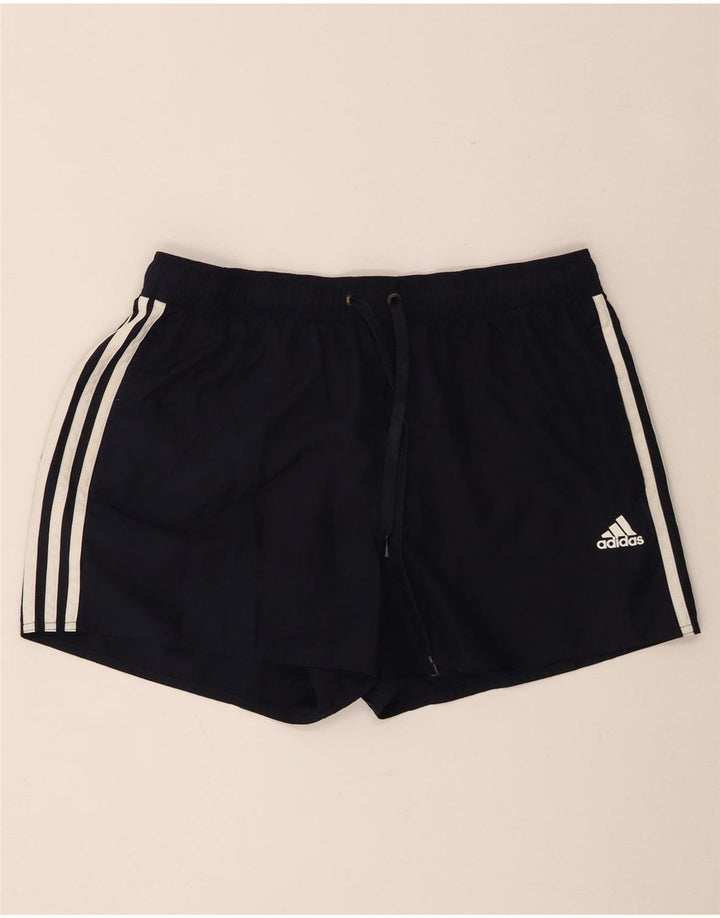 Adidas - Pantalones cortos deportivos para hombre, talla grande, poliéster, color azul marino