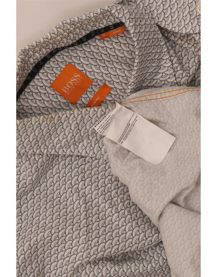 Camisas HUGO BOSS Hombre | Camisa ajustada con estampado abstracto de algodón blanco mediano