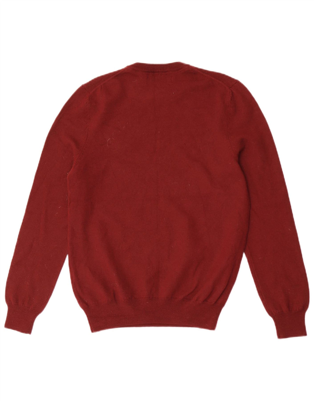 Lyle & Scott Jersey de cuello redondo para hombre, talla pequeña, lana merina granate