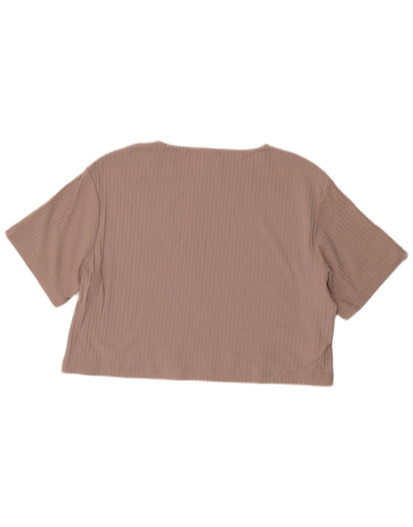 NIKE Camiseta corta extragrande para mujer UK 10 Small Grey Cotton