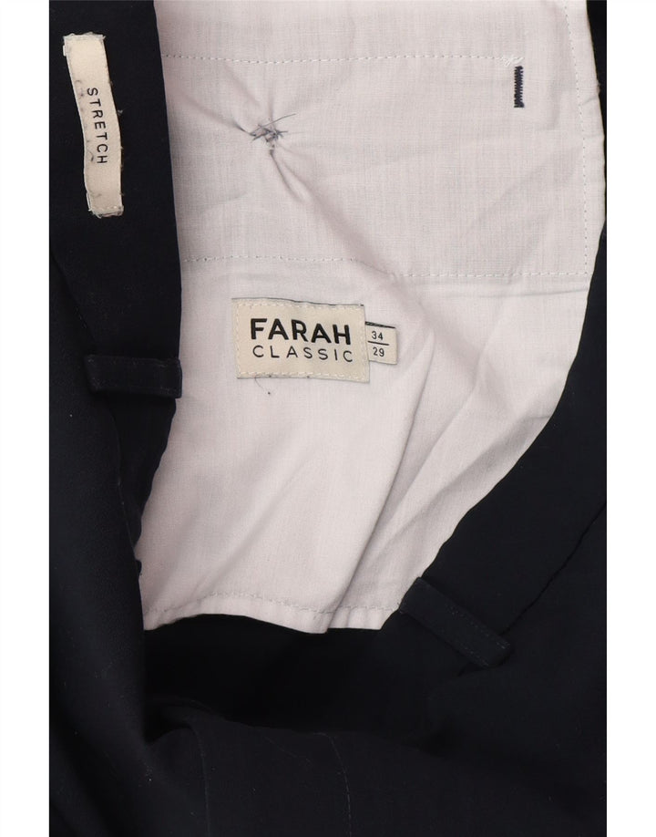 Farah Pantalones Casuales Rectos Para Hombre W34 L29 Poliéster Azul Marino