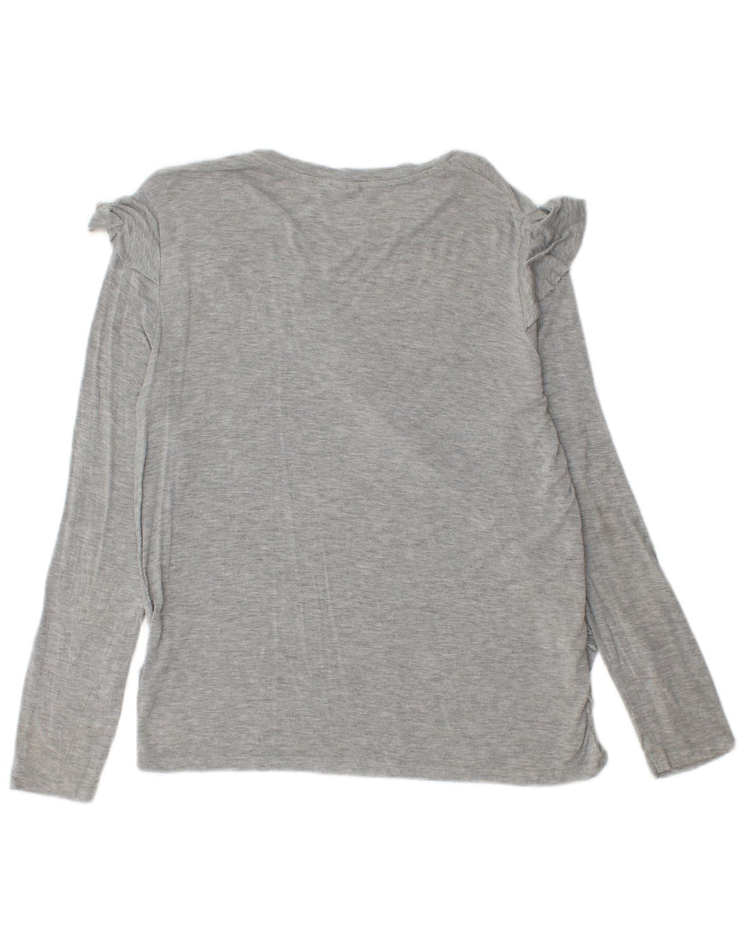 Topshop Top con volantes en la parte delantera para mujer, manga larga, UK 42, color gris medio moteado
