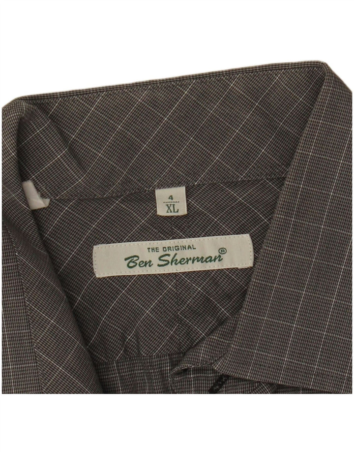 BEN SHERMAN Camisa Hombre XL Gris Cuadros