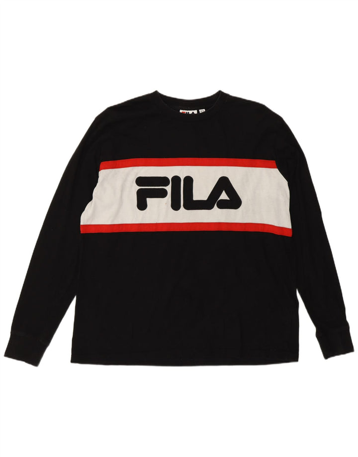 Fila Sudadera gráfica para mujer Jumper UK 12 Medium Black Colourblock